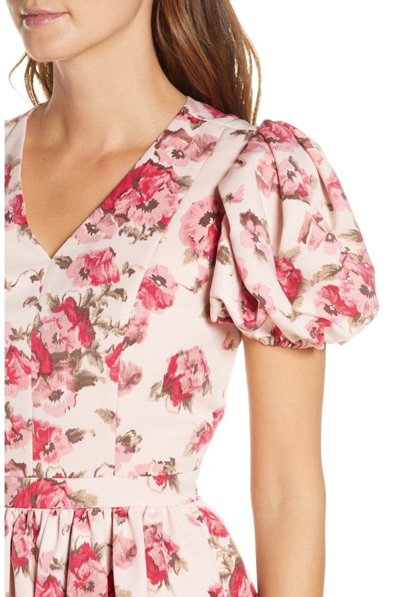 Fit & Flare Dress, Alternate, color, PINK SMOKE FLORAL