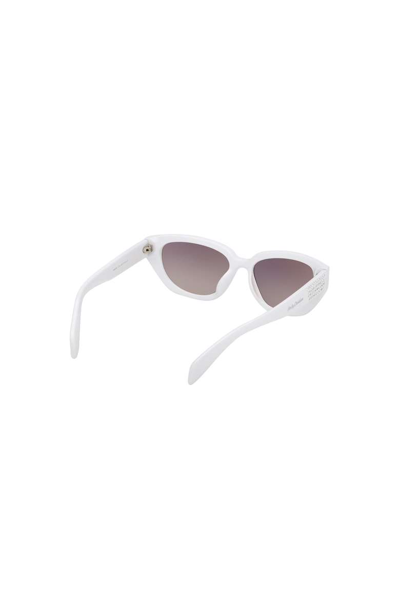Studded Cat Eye Acetate Sunglasses, Alternate, color, White / Green Mirror