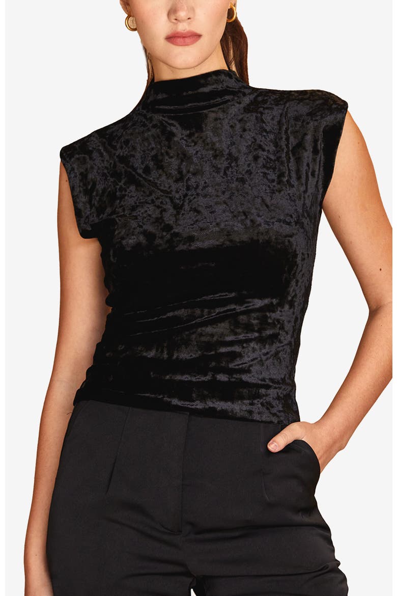 Crushed Velvet Top, Main, color, Black