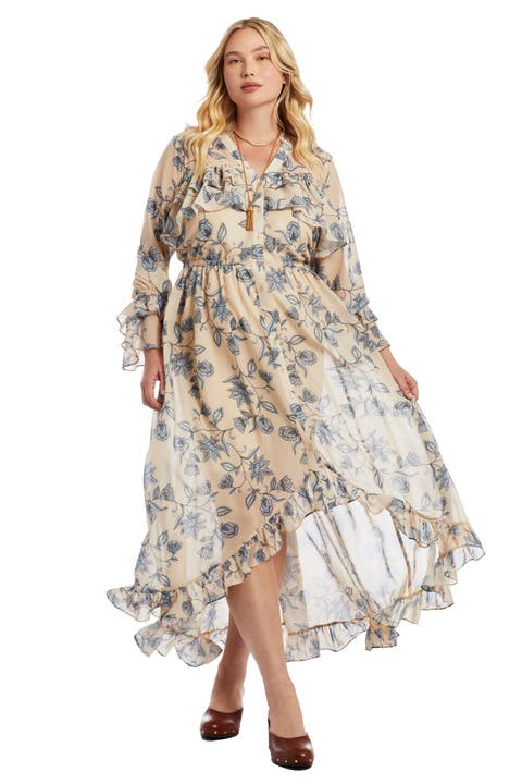 Ruffle Detail Maxi Shirt Dress