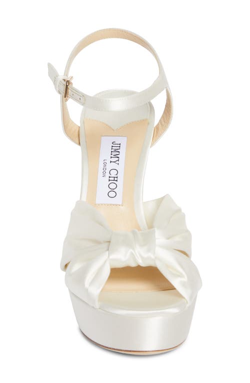 Jimmy Choo Heloise 120 Bow-embellished Lizard-effect Leather Platform Sandals In Ivory