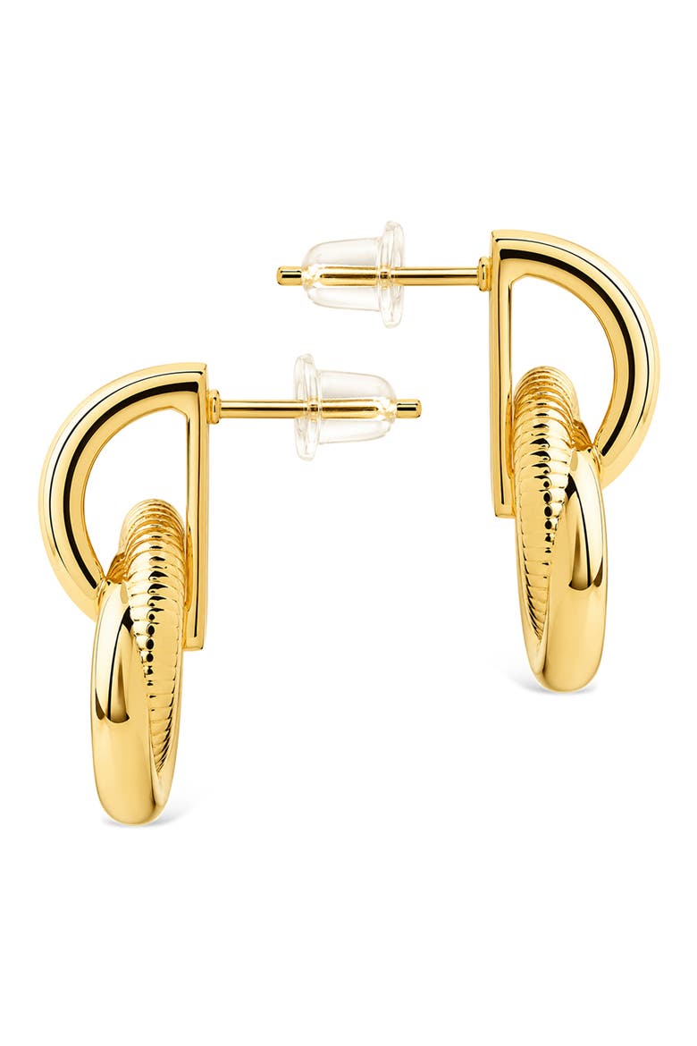 Ribbed Door Knocker Stud Earrings, Alternate, color, GOLD