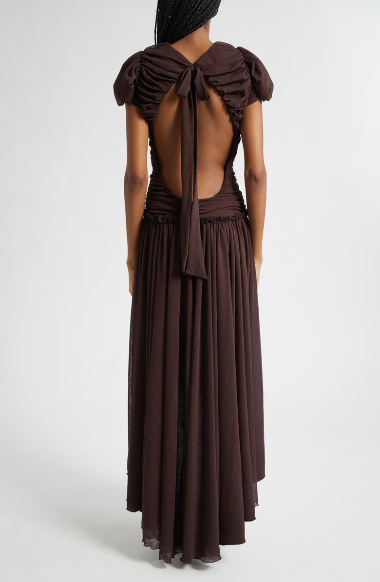 Siedrés Adeline Open Back Semisheer Chiffon Maxi Dress, Alternate, color, Brown