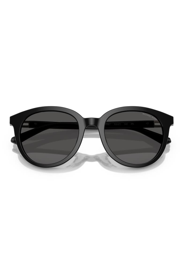 53mm Round Sunglasses, Alternate, color, BLACK