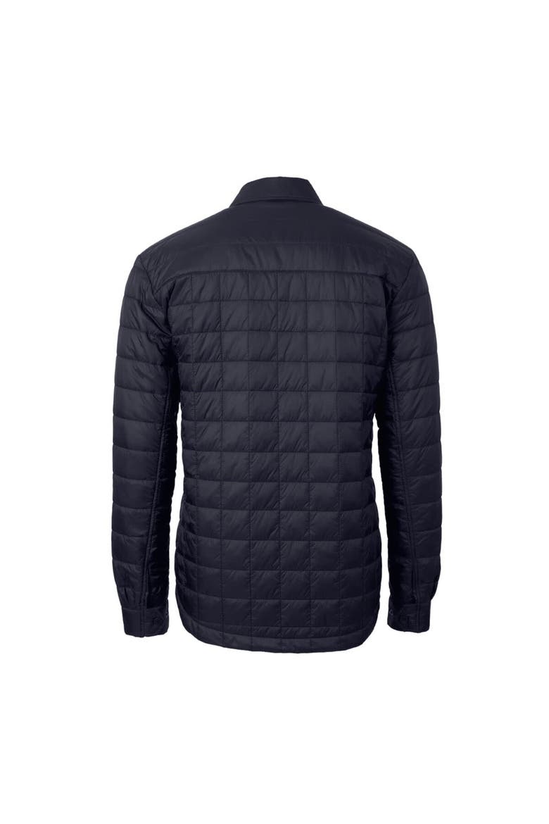 Men's Cutter & Buck  Navy Syracuse Orange Vault Rainier PrimaLoft Eco Insulated Quilted Button-Up Shacket, Alternate, color, Navy
