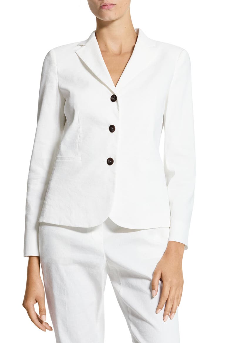 Shrunken Three Button Blazer, Main, color, WHITE - 100