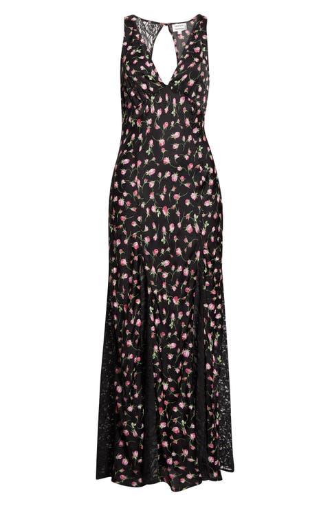 Genevieve Ditsy Floral Plunge Neck Midi Dress