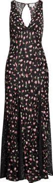Damson Madder Genevieve Ditsy Floral Plunge Neck Midi Dress