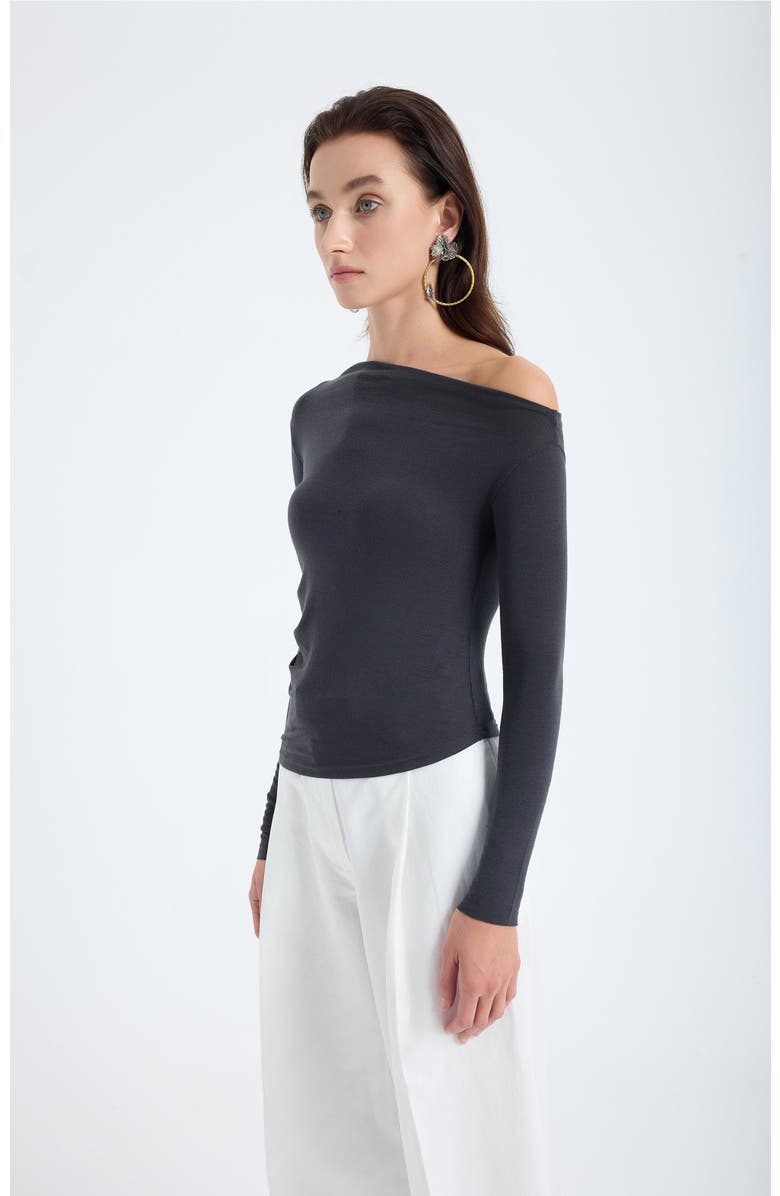 Monlicia Aura One Shoulder Draped Top, Alternate, color, Grey