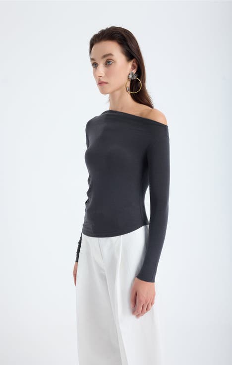 Aura One Shoulder Draped Top