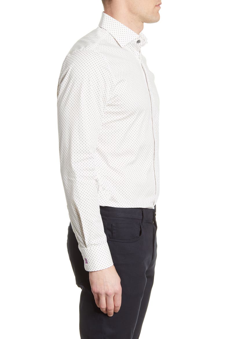 Slim Fit Stretch Non-Iron Dot Dress Shirt, Alternate, color, PURPLE