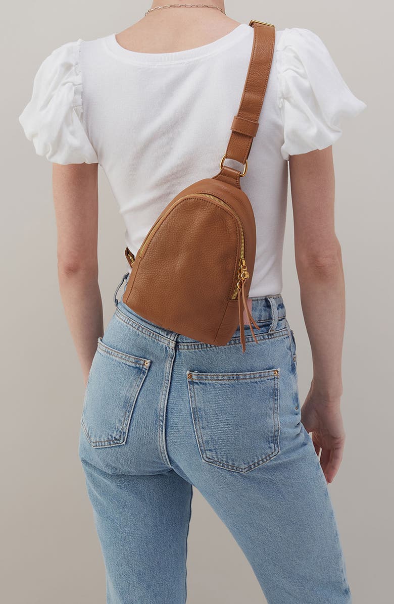 HOBO Fern Leather Sling Bag, Alternate, color, Warm Honey Plain