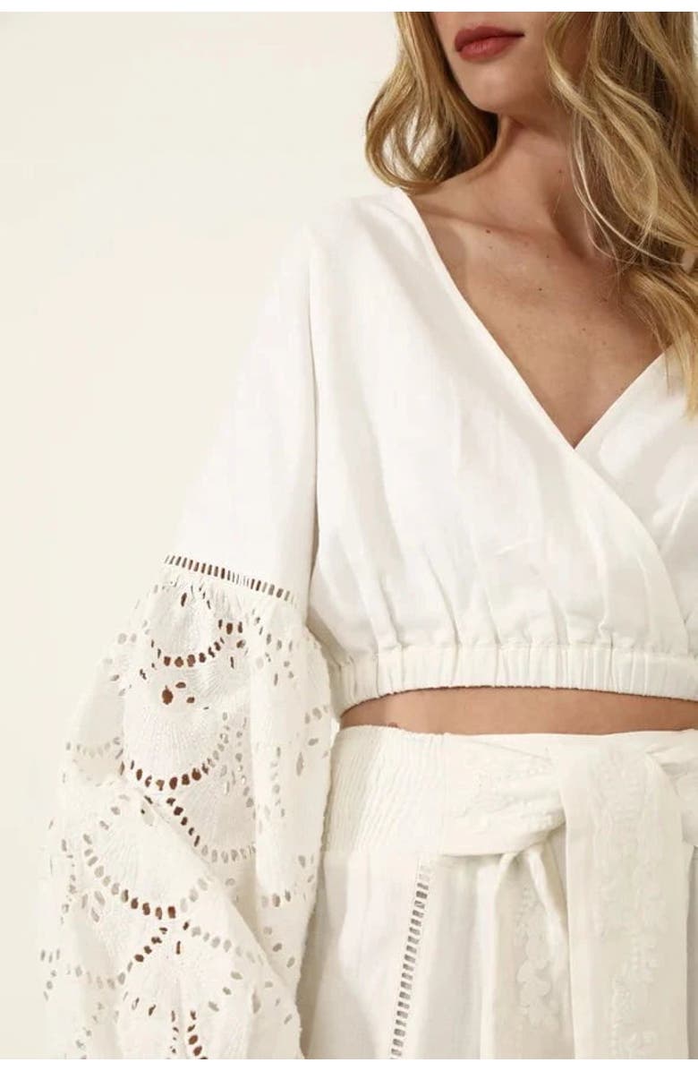 GUADALUPE DESIGN Leyenda Cross Blouse, Alternate, color, White