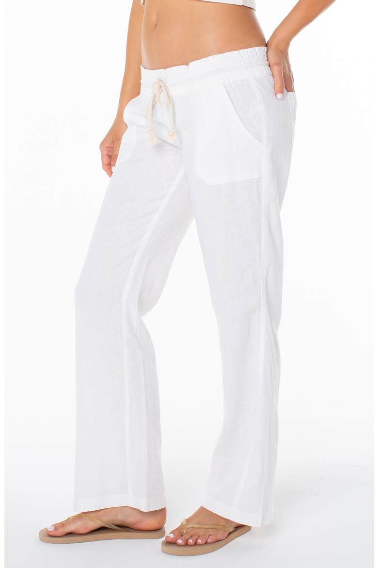 Oceanside Linen Blend Drawstring Pants, Alternate, color, BRIGHT WHITE