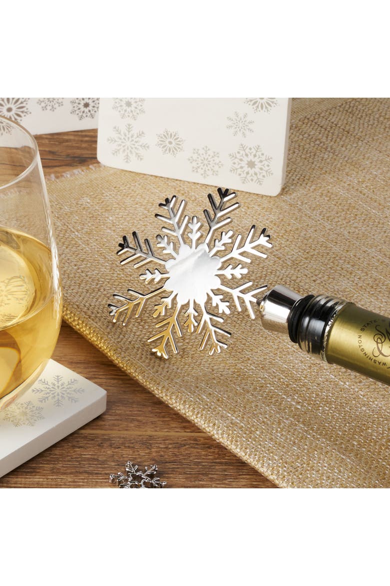 Holiday Snowflake Bottle Stopper, Alternate, color, Silver