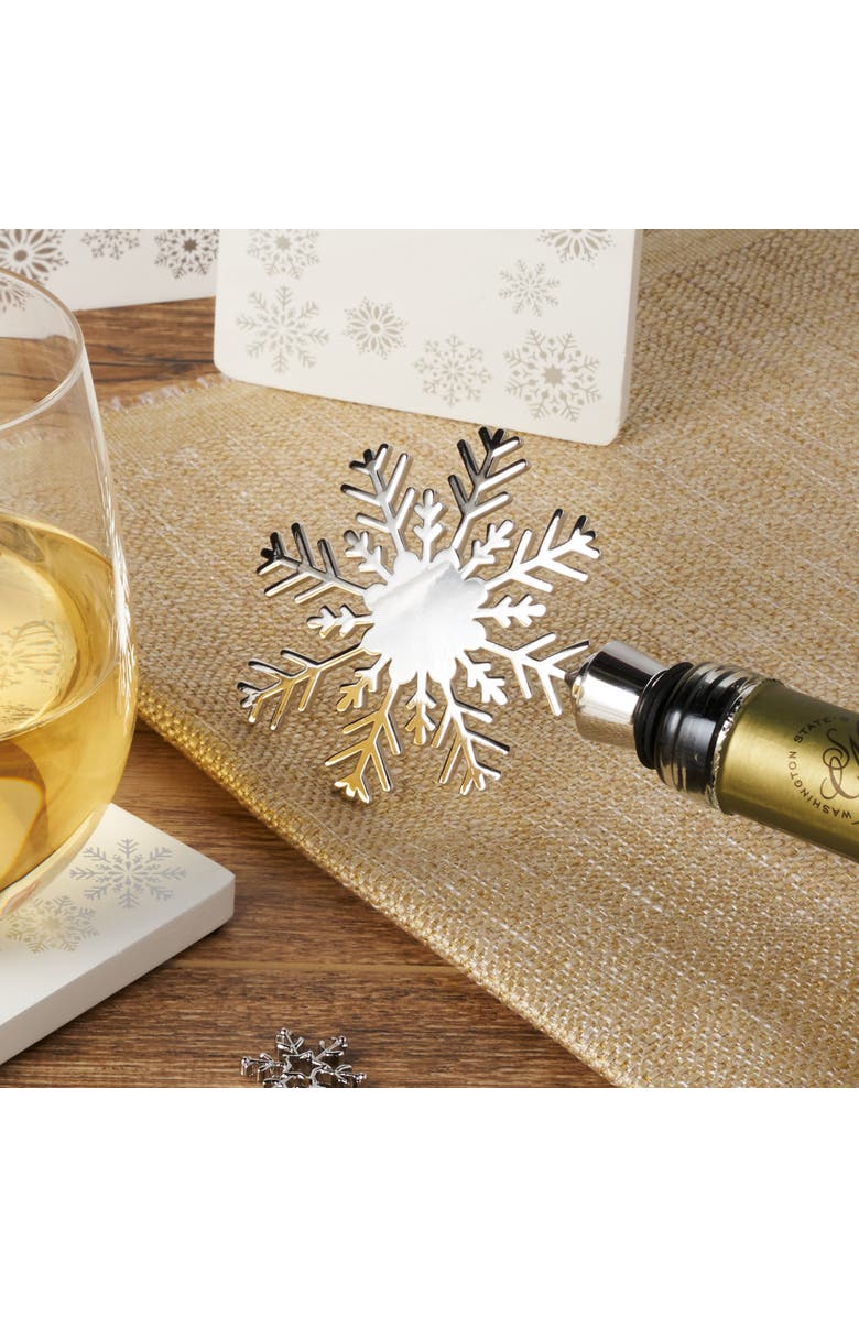 TWINE Holiday Snowflake Bottle Stopper, Alternate, color, Silver