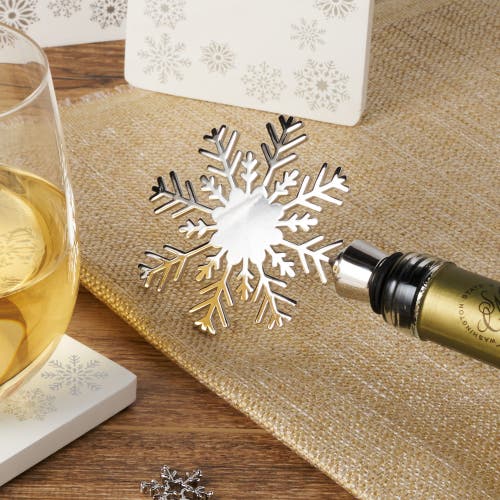 Twine Holiday Snowflake Bottle Stopper In Silver