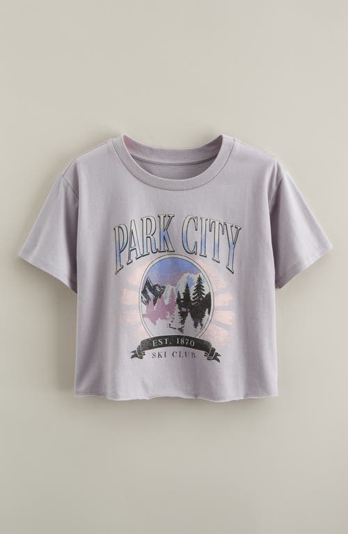 Treasure & Bond Kids' Crop Cotton Graphic T-shirt In Purple