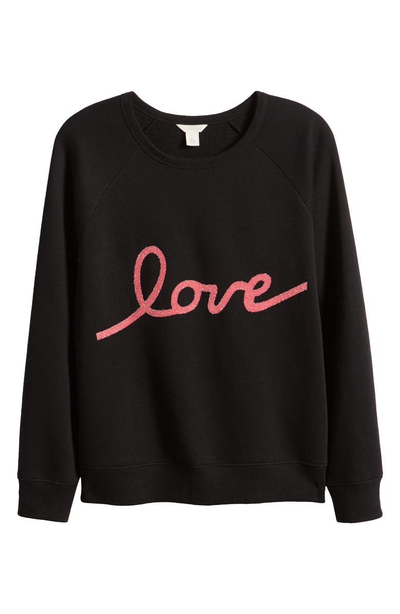 Caslon<sup>®</sup> Love Metallic Cotton Blend Graphic Sweatshirt, Alternate, color, 