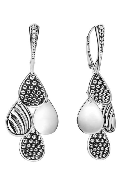 Caviar Tiered Drop Earrings