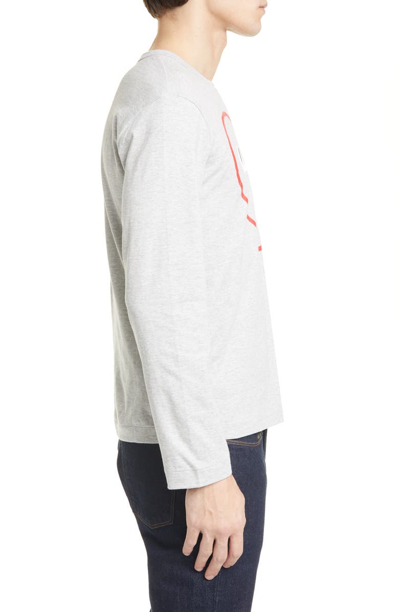 Comme des Garçons PLAY Outline Heart Graphic Tee, Alternate, color, Grey 1