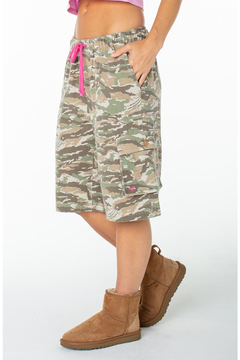 Precious Cargo Camo Shorts, Alternate, color, OIL GREEN