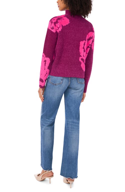 1.state Flower Mock Neck Sweater In Purple