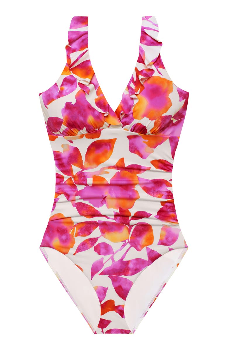 Lauren Ralph Lauren Ruffle Underwire One-Piece Swimsuit, Alternate, color, Multi