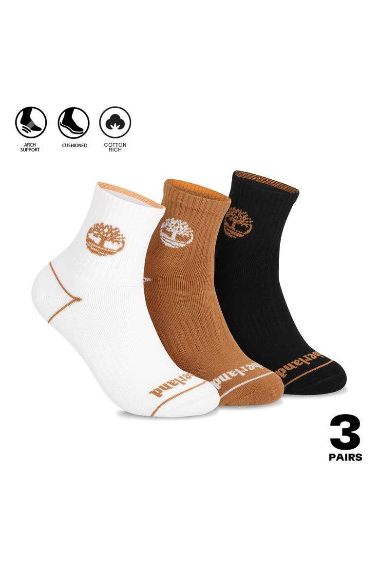 Assorted 3-Pack Logo Quarter Socks, Alternate, color, WHEAT