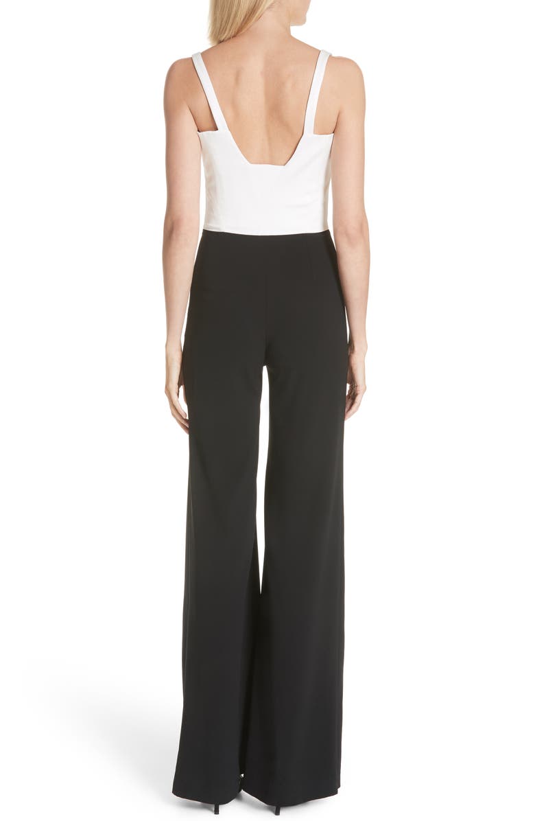 Galvan Eclipse Satin & Matte Crepe Jumpsuit, Alternate, color, 