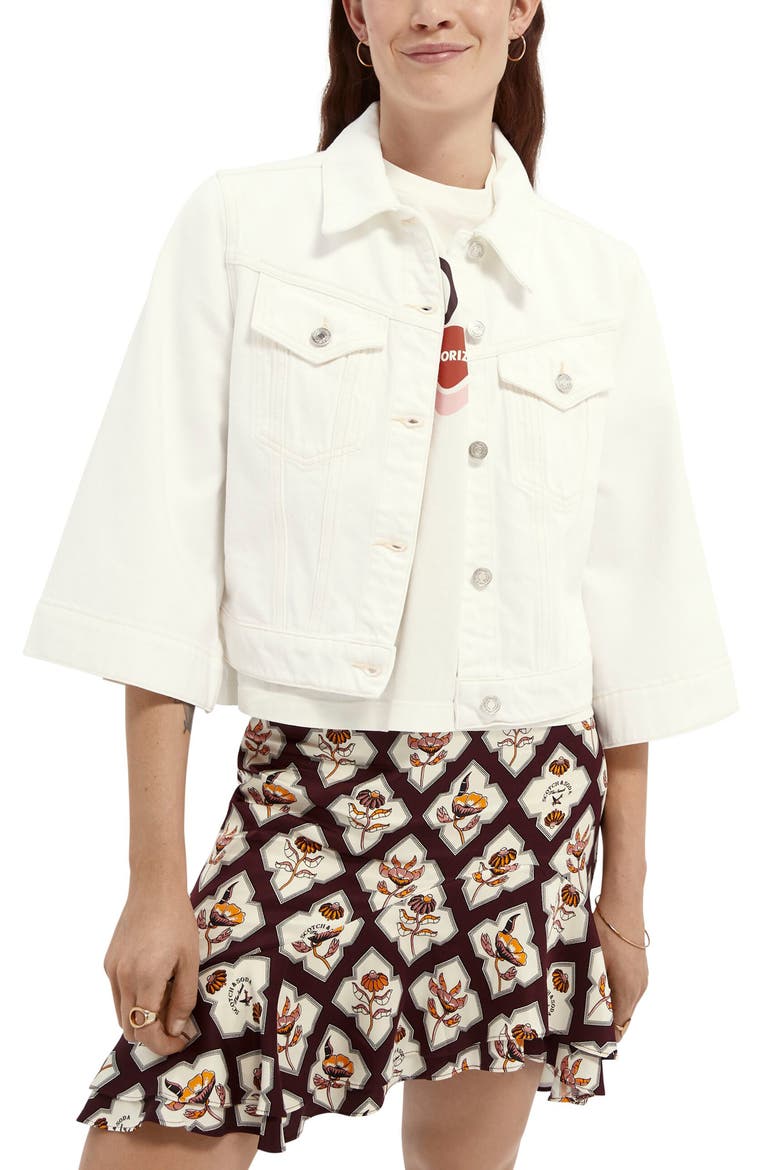 Crop Trucker Jacket, Main, color, 2984-SUMMER WHITE