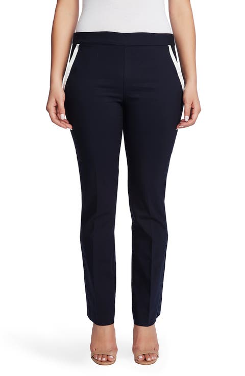 Contrast Pocket Pull-On Cotton Blend Pants