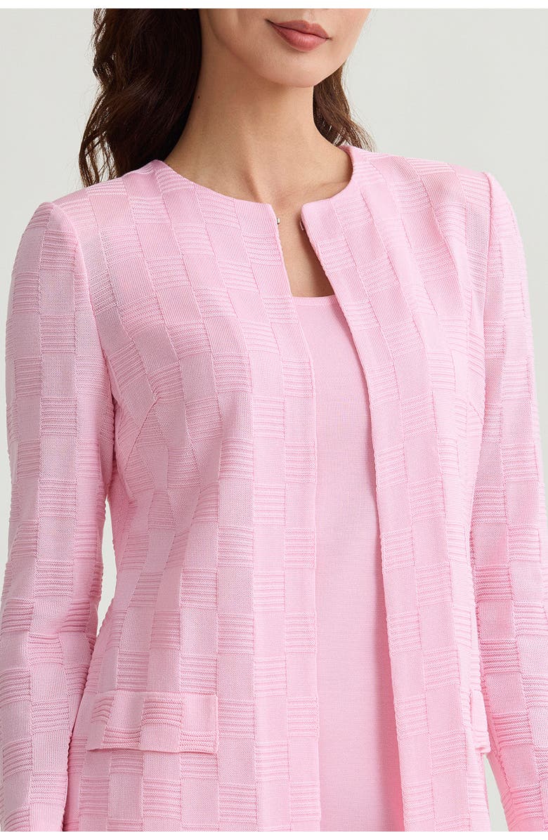 Ming Wang Heritage Tonal Checkered Knit Jacket, Alternate, color, Perfect Pink