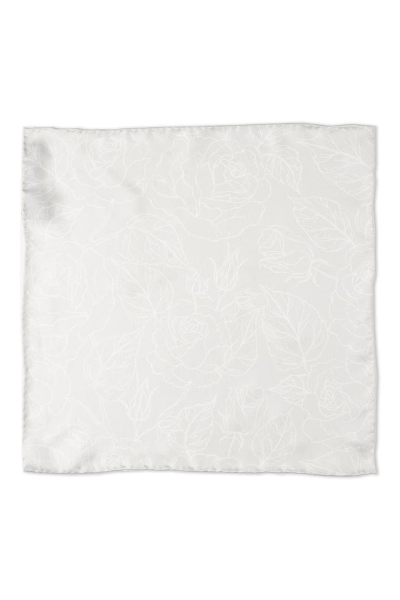 Floral Jacqard Silk Pocket Square, Alternate, color, GRAY