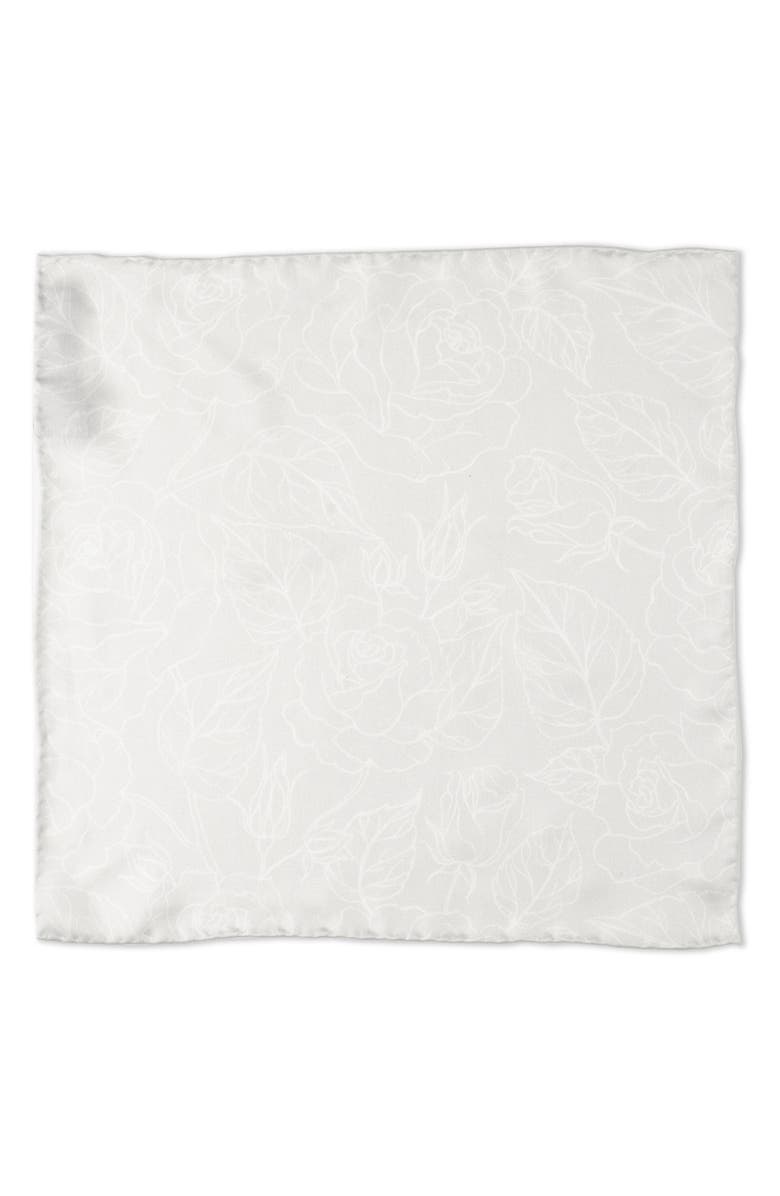Cufflinks, Inc. Floral Jacqard Silk Pocket Square, Alternate, color, Gray