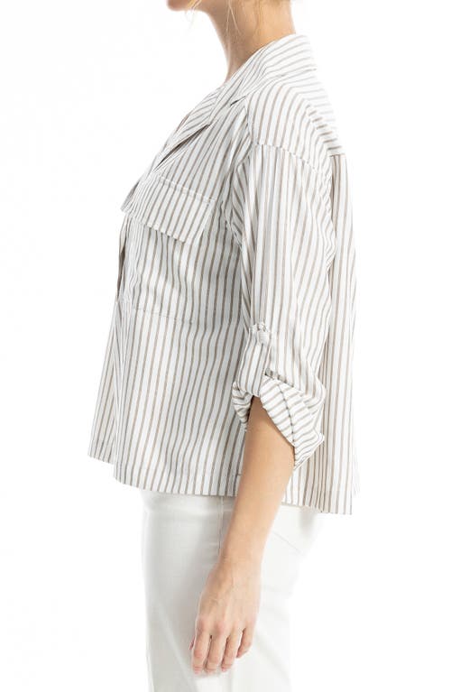 MAX STUDIO MAX STUDIO GRID PRINT ROLL SLEEVE POPOVER SHIRT