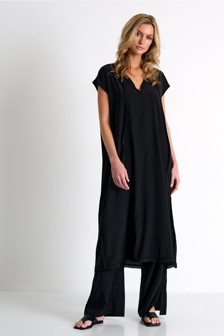 Straight-Leg Silk Pants, Alternate, color, Black