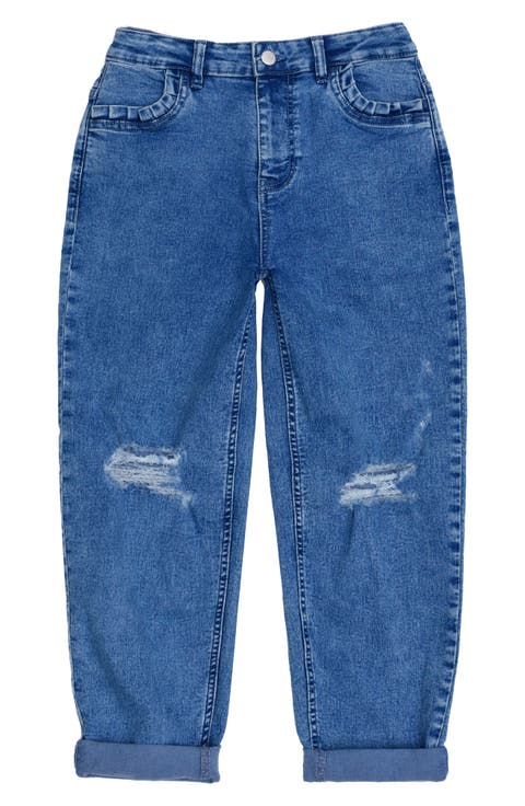 Kids' Sadie Distressed Relaxed Straight Fit Jeans (Big Kid)