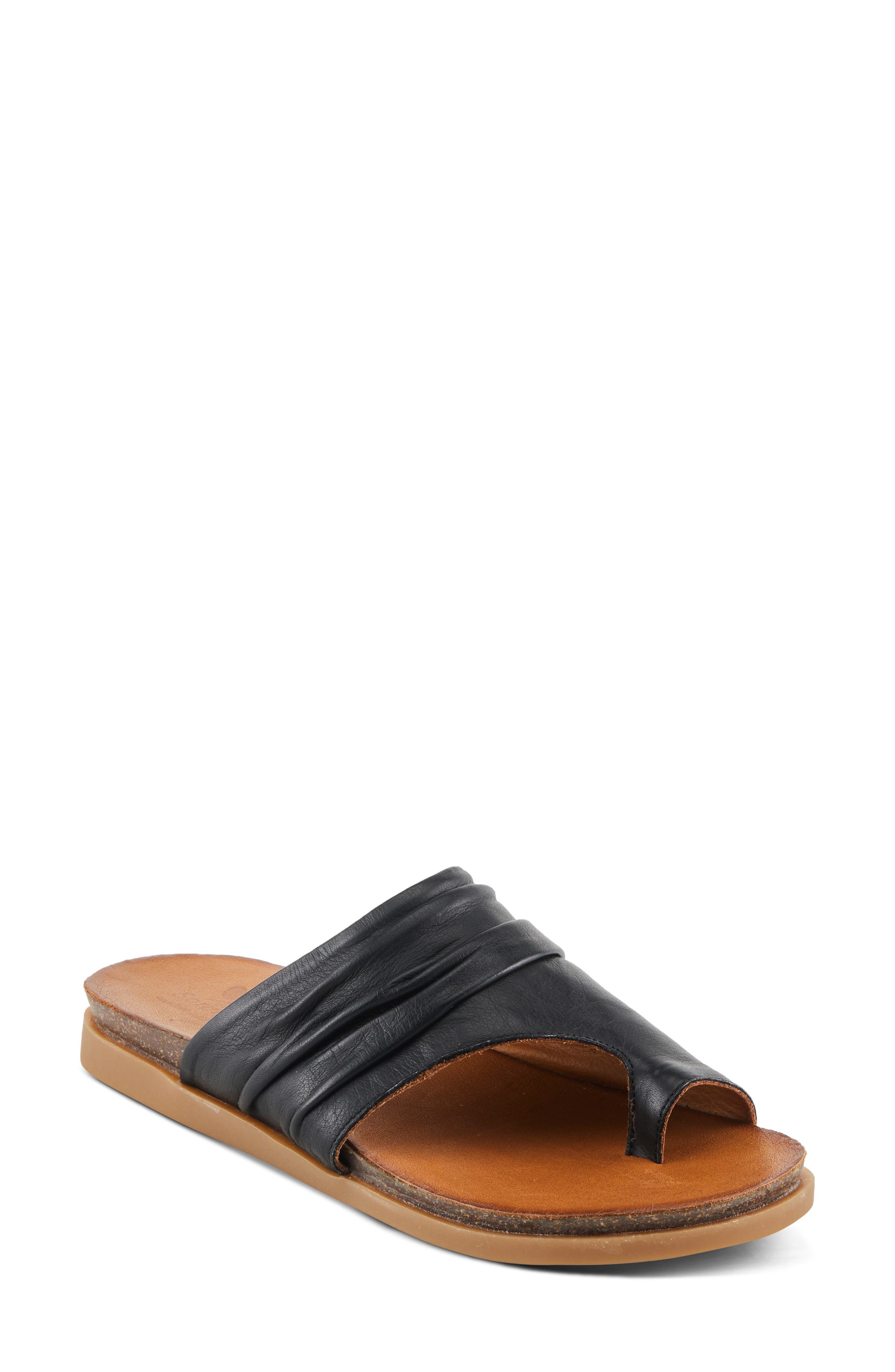 Spring Step Bates Toe Loop Sandal, Main, color, Black