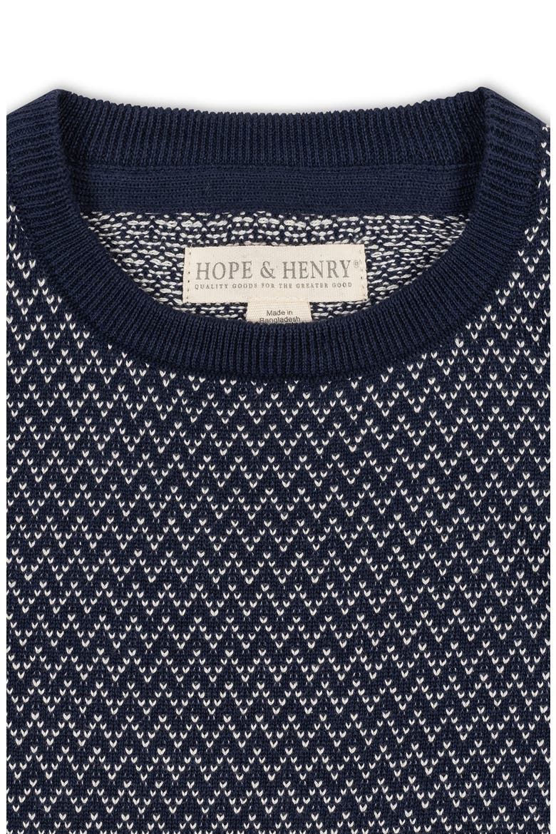 Kids' Organic Fine Gauge Crew Neck Sweater, Alternate, color, Navy Herringbone
