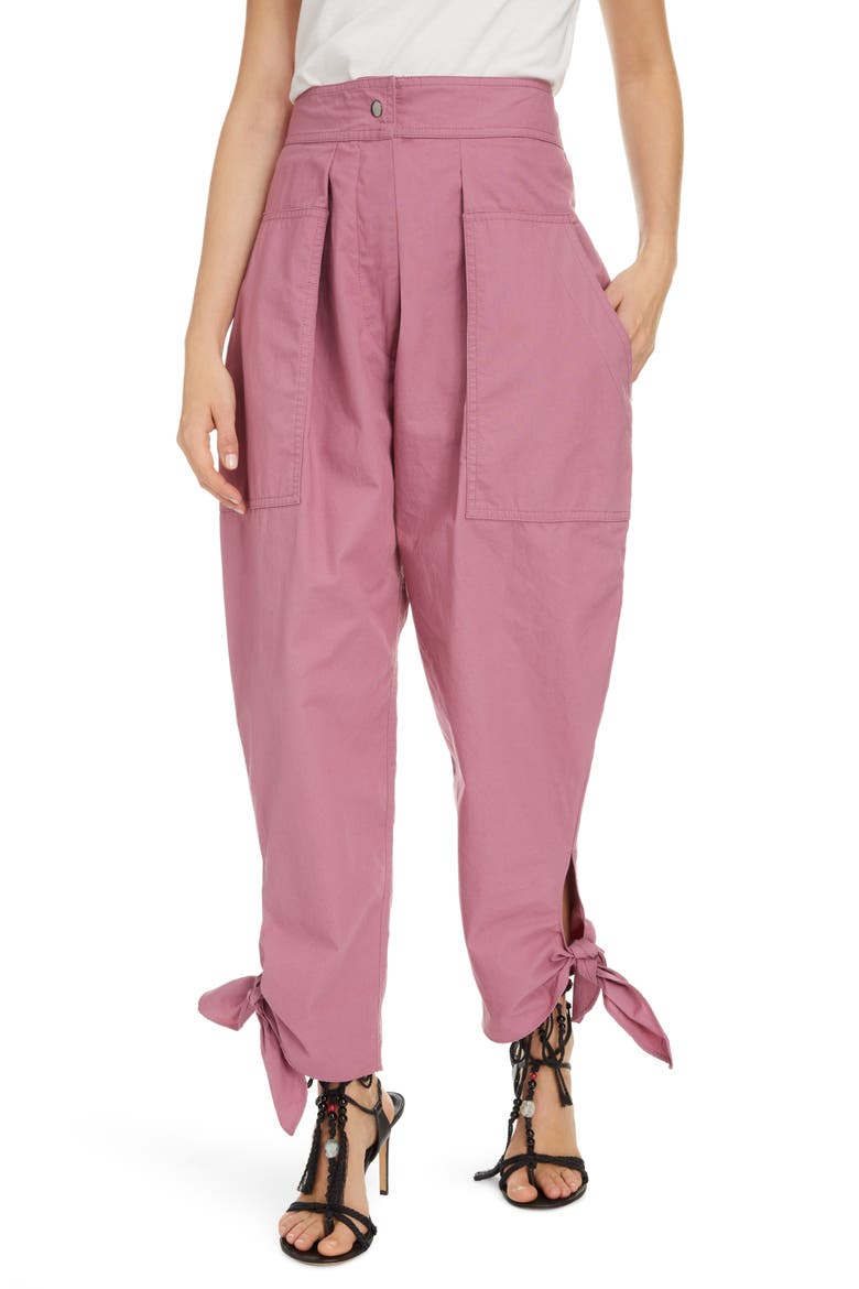 Tie Hem Pleated Pants, Main, color, VIOLET