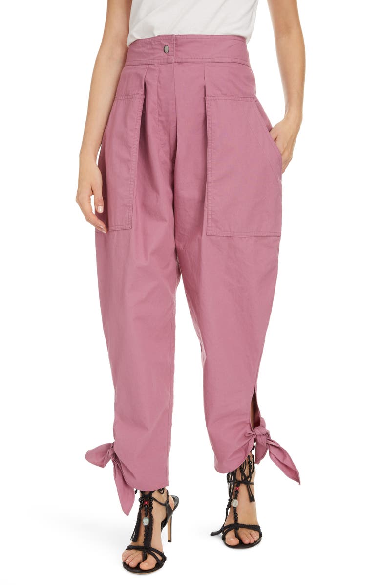 Isabel Marant Tie Hem Pleated Pants, Main, color, 