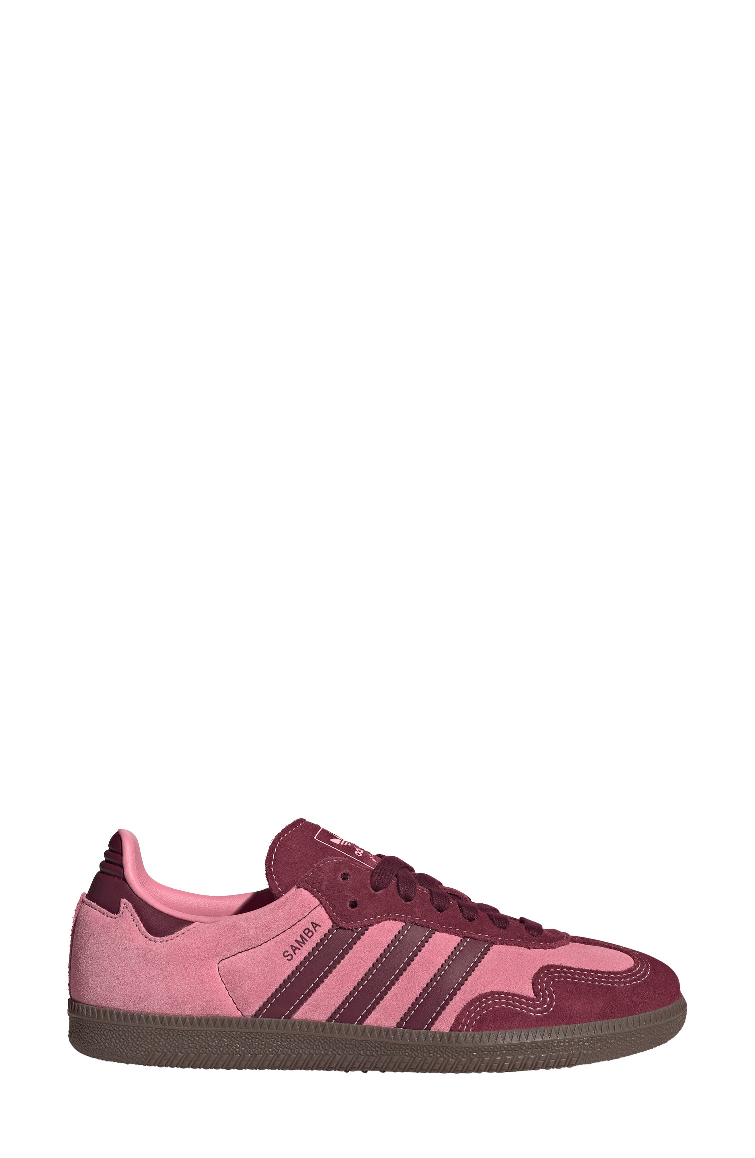 adidas Samba OG Sneaker, Alternate, color, Pink Spark/ Shadow Red/ Gum5