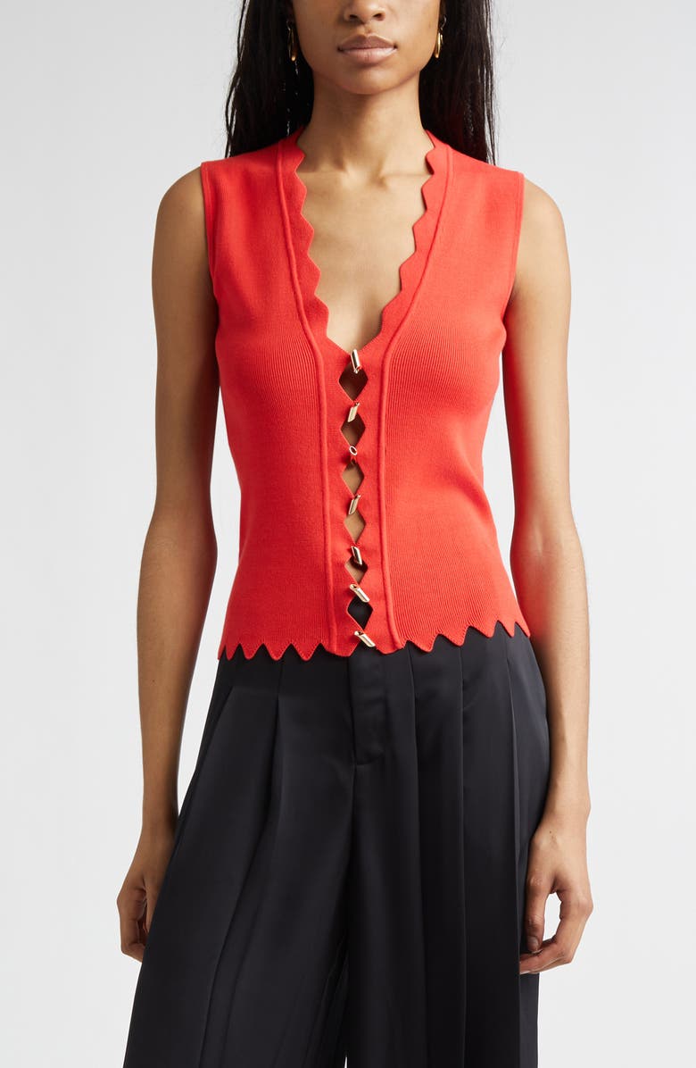 Ramy Brook Bec Rib Sweater Vest, Main, color, Crimson