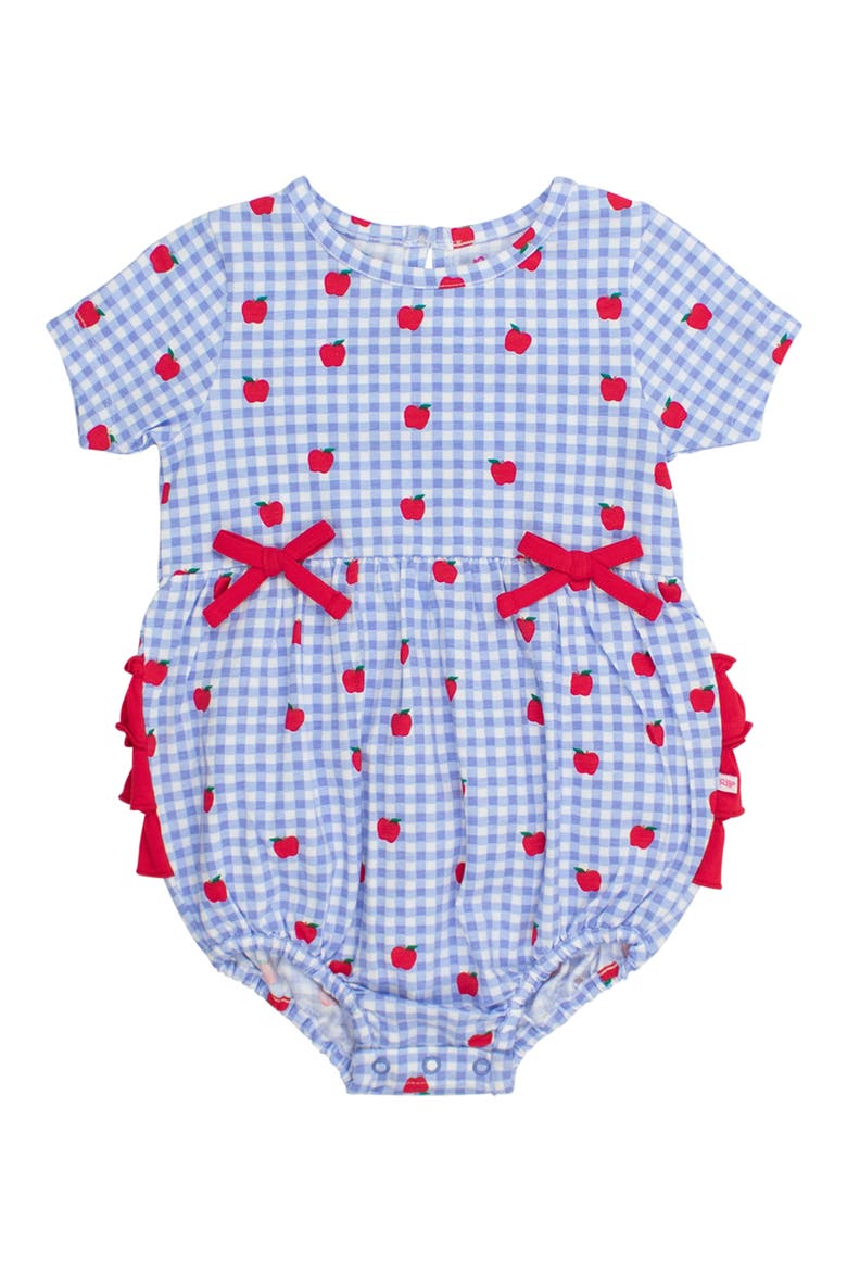 Apple Orchard Ruffle Cotton Bubble Romper, Main, color, BLUE
