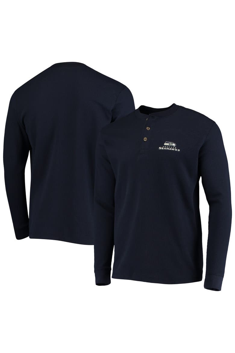 Men's Dunbrooke Navy Seattle Seahawks Logo Maverick Thermal Henley Long Sleeve T-Shirt, Main, color, Navy