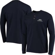 DUNBROOKE Men's Dunbrooke Navy Seattle Seahawks Logo Maverick Thermal Henley Long Sleeve T-Shirt
