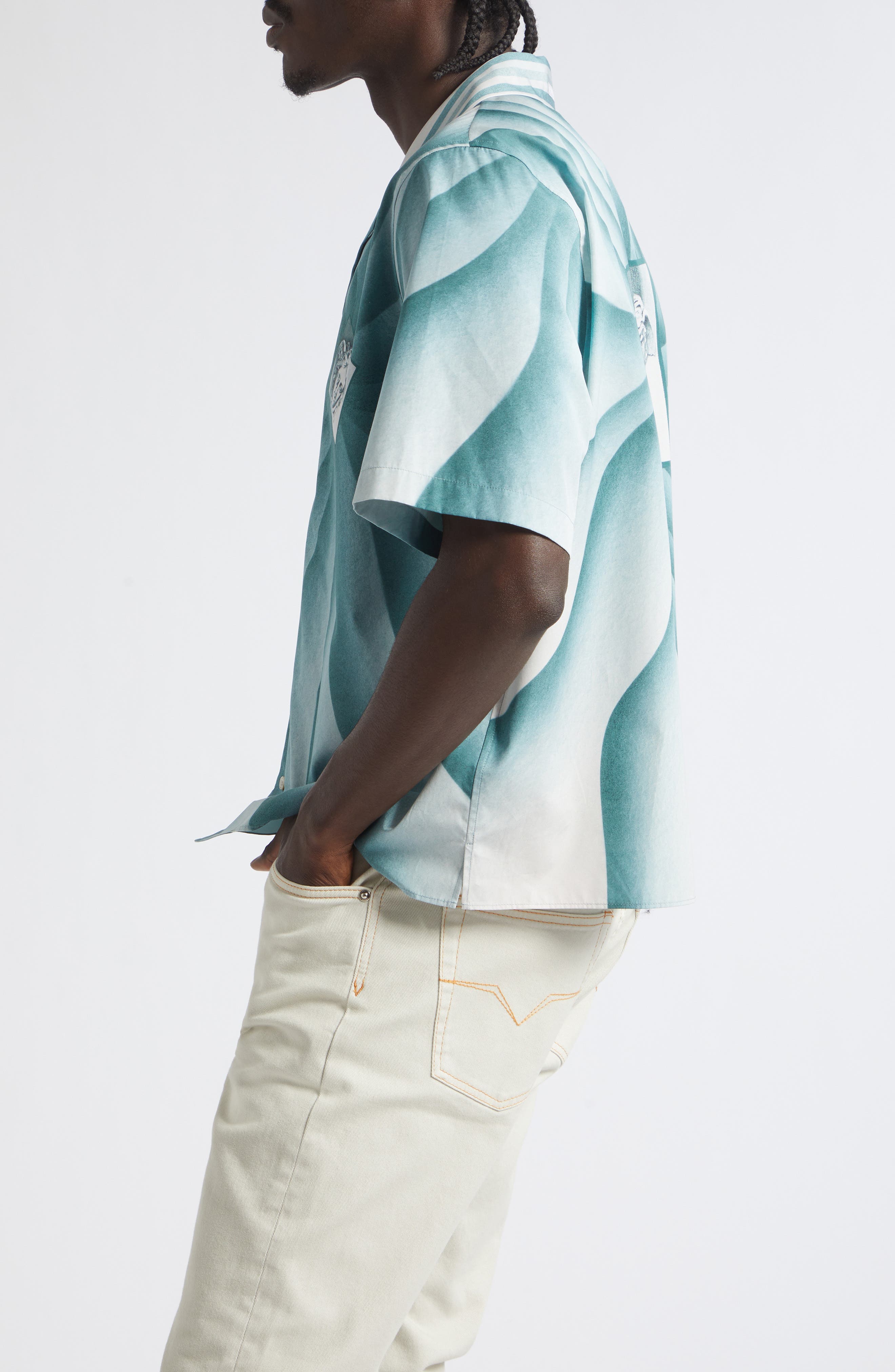 Versace The Vortex Print Cotton Poplin Camp Shirt (Men) | Nordstrom