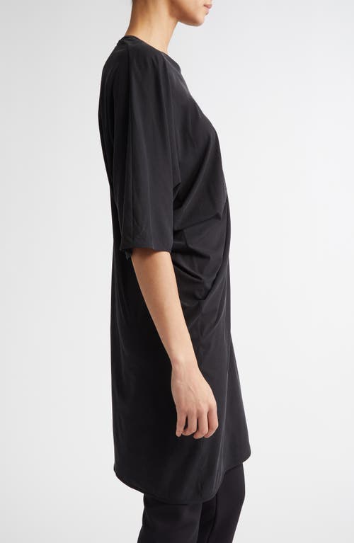 Shop Fforme Margia Fitted Draped Stretch Silk T-shirt In Black