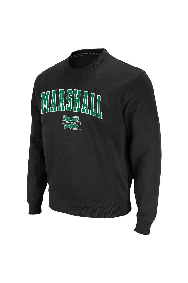 Men's Colosseum Black Marshall Thundering Herd Arch & Logo Tackle Twill Pullover Sweatshirt, Alternate, color, Black